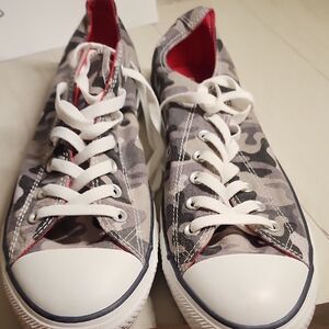 Converse Gray and Red Canvas Sneakers